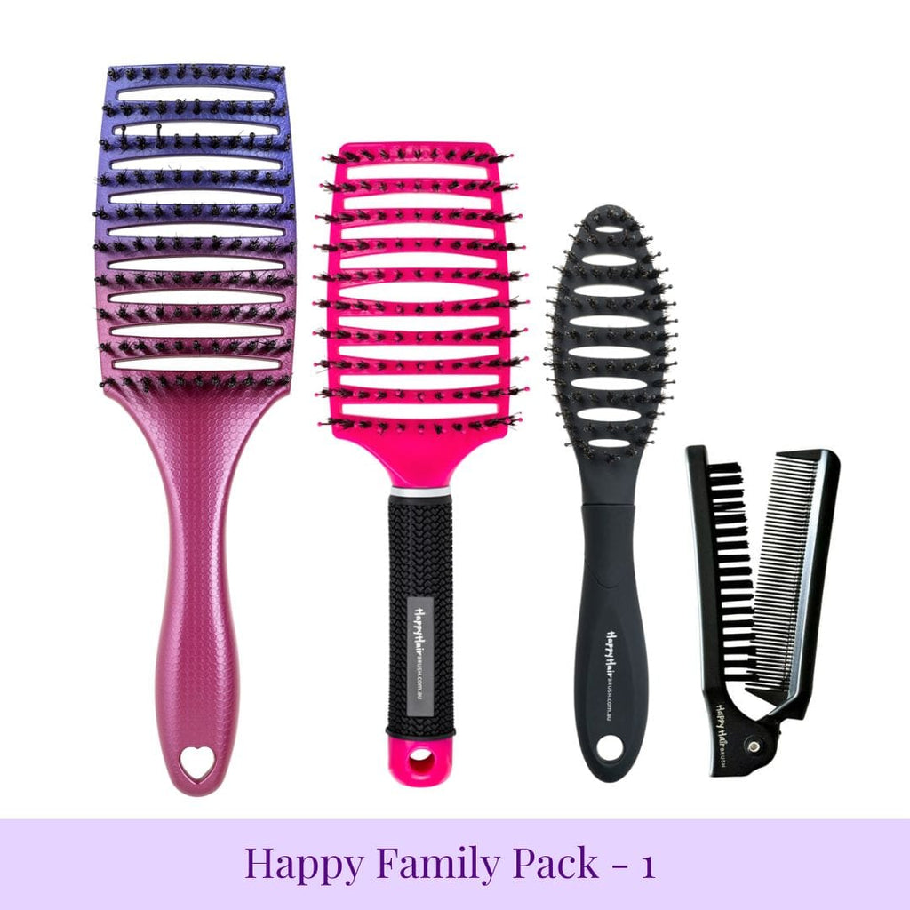 Happy Hair Brush Brush Pack Purple-Pink Family Pack - 1 KID