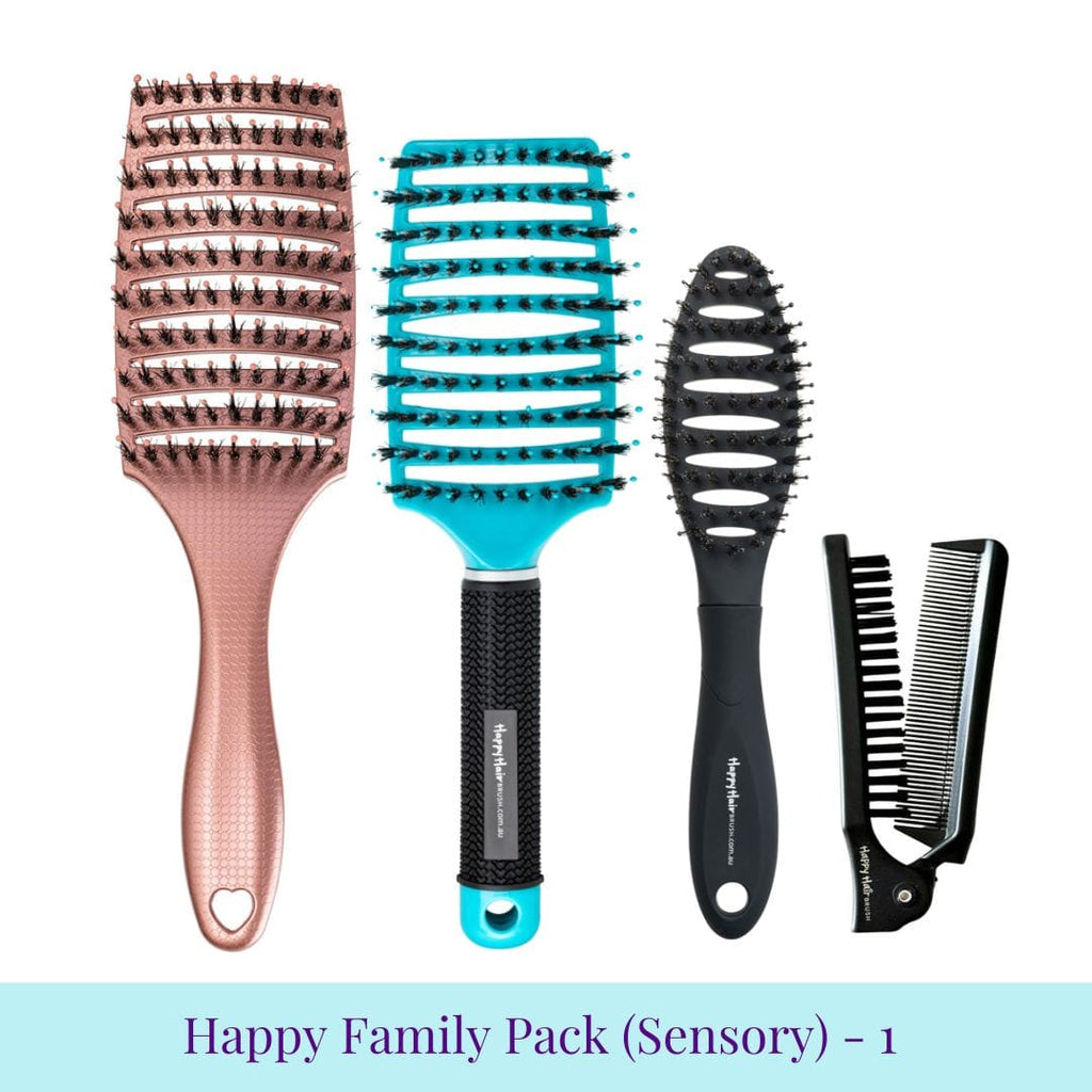 Happy Hair Brush Brush Pack Rose Gold Family Pack - 1 KID Sensory