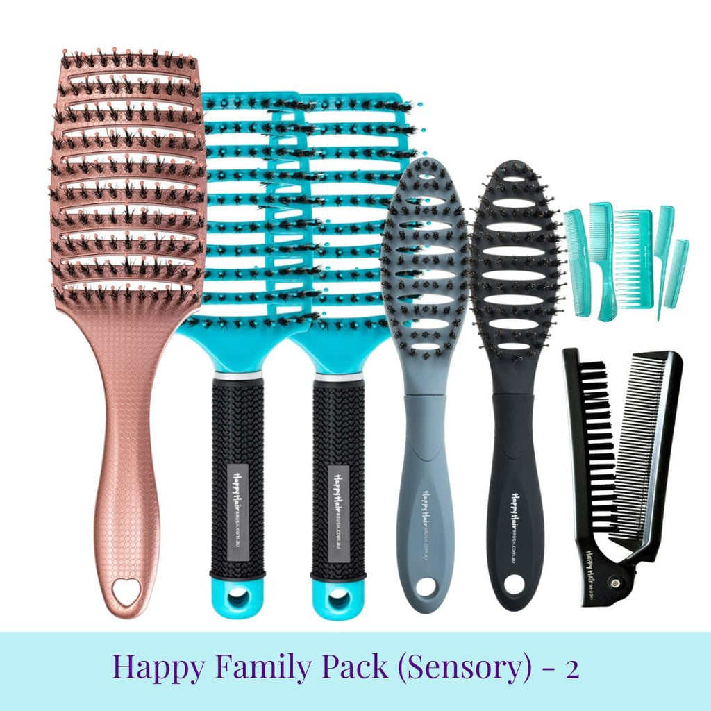 Happy Hair Brush Brush Pack Rose Gold Family Pack - 2 KIDS Sensory