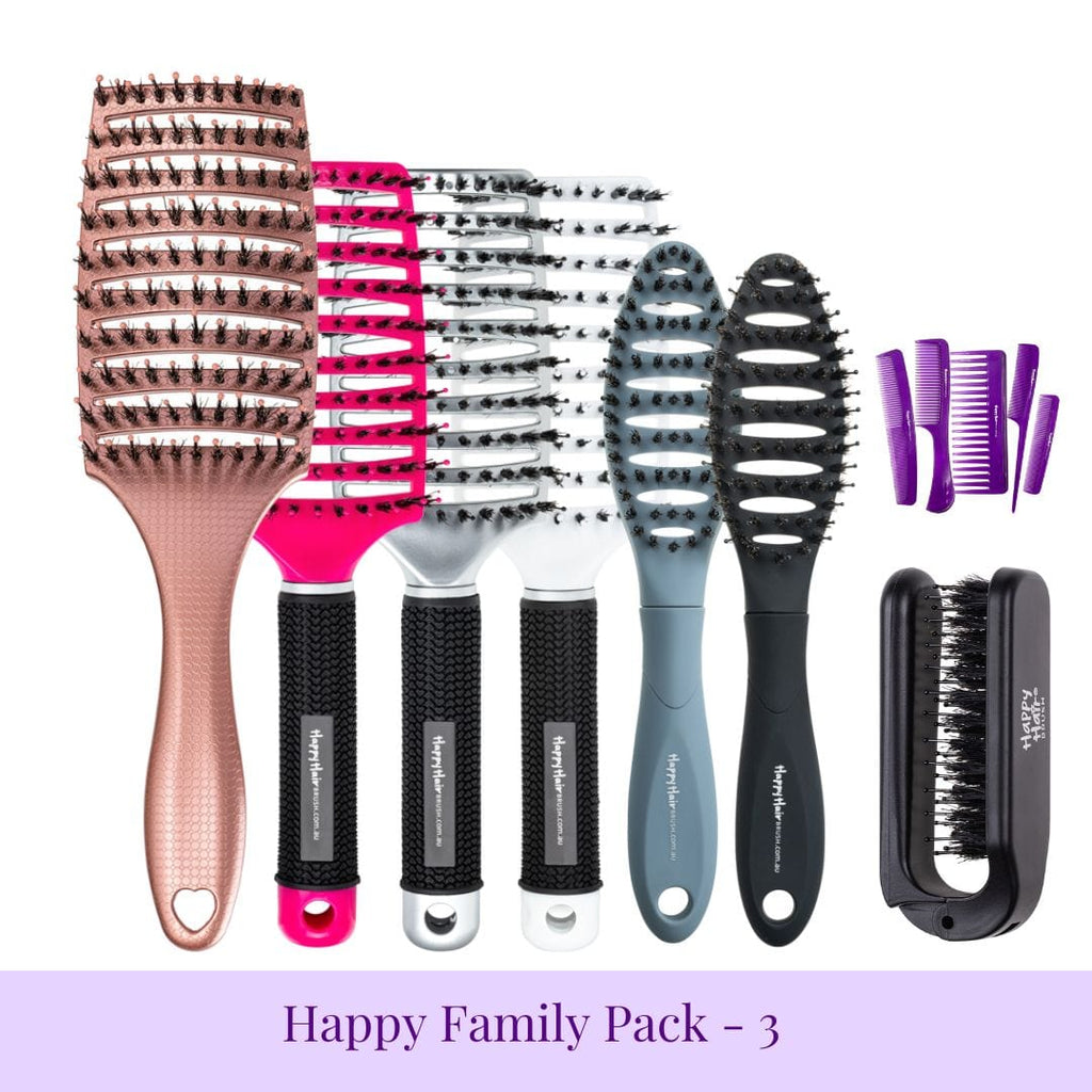 Happy Hair Brush Brush Pack Rose Gold Family Pack - 3 KIDS