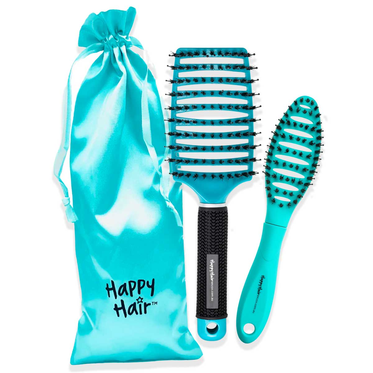 Mint Bundle Detangle Hair Brush Set by Happy Hair Brush™